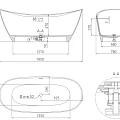 Ванна из искусственного камня Salini NOEMI 185x81 отдельностоящая 101811GRF белая глянцевая