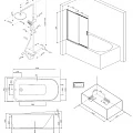 Акриловая ванна AM.PM Like 150x70 с каркасом и шторкой и душевой системой W80ASET-150SL белый, хром
