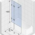 Шторка на ванну Riho VZ Scandic NXT X109V 95x150см R G001156121 профиль черный, стекло прозрачное