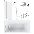 Акриловая ванна AM.PM Gem 150x70 с каркасом, шторкой и душевой системой W90ASET-150D3W5 белая