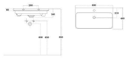 Раковина встраиваемая Sanovit Luxury 80см 182312 белая