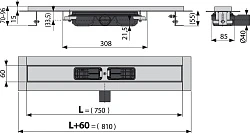 Душевой лоток AlcaPlast APZ101 750 с опорами, хром