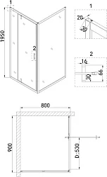 Душевой уголок Niagara Nova 90x80см NG-83-9AB-A80B профиль черный, стекло прозрачное