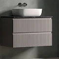 Тумба с раковиной Sancos Snob R 80 со столешницей черный мрамор, серая