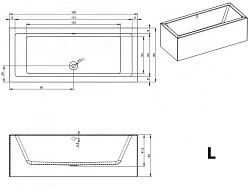 Акриловая ванна Riho Lugo 190x80 Plug & Play B135015005 левая, белая глянцевая