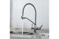 Смеситель для кухни со встроенным фильтром под питьевую воду Gappo G4398-17 серый-хром