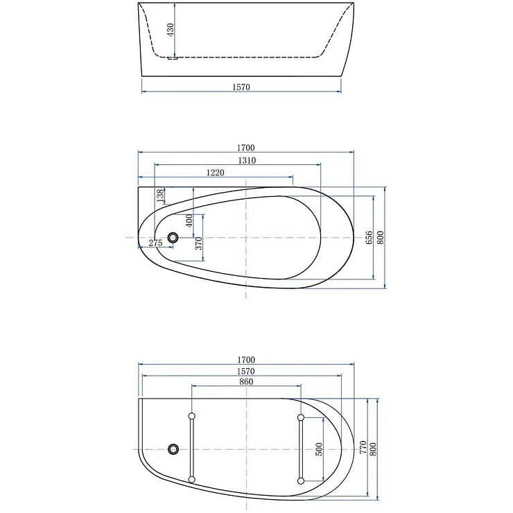 Акриловая ванна Allen Brau Priority 170x80 2.31002.20/AM антрацит