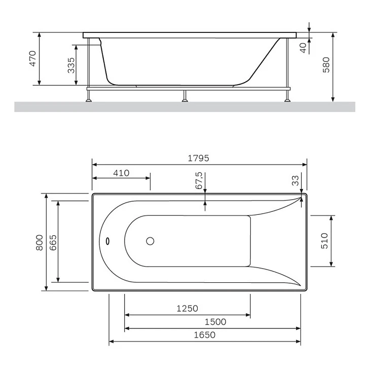 Каркас для ванны AM.PM Spirit W72A-180-080W-R2 Серый
