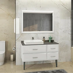 Тумба с раковиной Comforty Империя 120 00-00003852CF белая, с антрацитовой столешницей