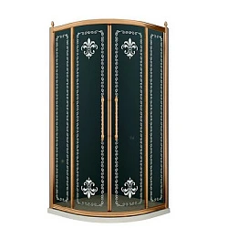 Душевой уголок Cezares Retro 100x100см RETRO-A-R-2-100-SCORREVOLE-CP-Br бронза, прозрачное с узором