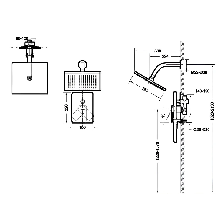 Душевой комплект Bravat Phillis F856101C-B-ENG с внутренней частью, хром