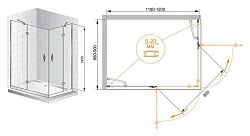 Душевой уголок Cezares Bergamo 120x90см BERGAMO-W-AH-2-120/90-C-Cr-R профиль хром, стекло прозрачное