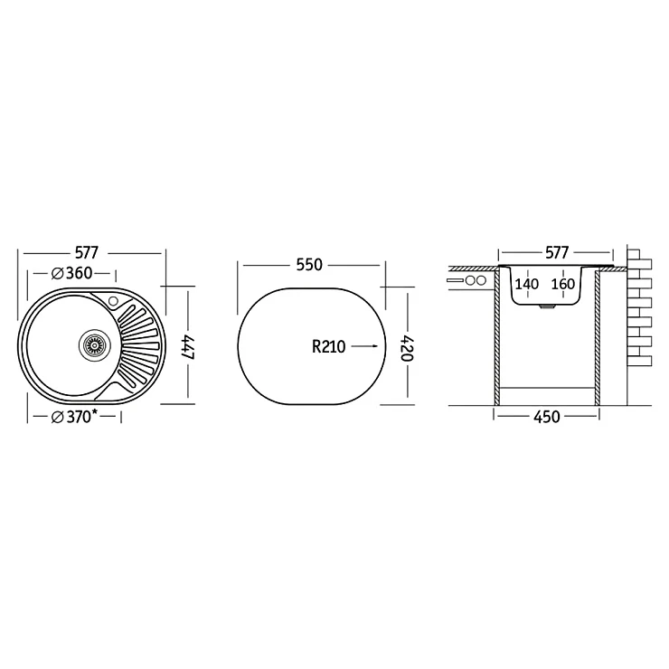 Кухонная мойка Ukinox Фаворит 58х45см FAL577.447 -GT8K 2L хром