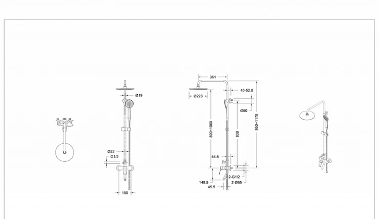 Душевая стойка Bravat Rhein F6429564BW-A-ENG черная