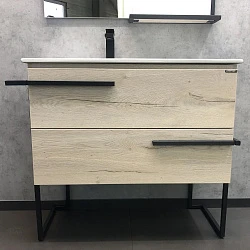 Тумба с раковиной Comforty Дюссельдорф 90 00-00004093CF дуб дымчатый