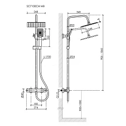 Душевая стойка Sancos Kanedo SC7100CH с термостатом, хром
