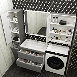 Тумба с раковиной Style Line Бергамо мини 80 антискрейч серый матовый