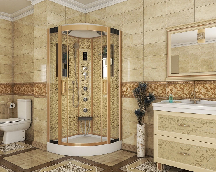 Душевая кабина Niagara Luxe 90x90см NGL-7715G профиль золото