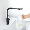 Смеситель для кухни Aquatek Европа AQ1386MB с краном для питьевой воды, матовый черный