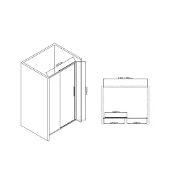 Душевая дверь в нишу Vincea Slim-U 120см VDS-2SU120CLB профиль черный, стекло прозрачное