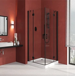 Душевой уголок Vegas Glass AFA LUX 100 02М 01 профиль черный, стекло прозрачно