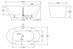 Акриловая ванна BelBagno 180x90x60 BB68-180 белая глянцевая