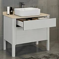 Тумба с раковиной Comforty Лондон 90-2 00004138841 белая глянцевая, с бежевой столешницей