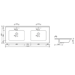 Раковина двойная встраиваемая Ceramica Nova Element 120см CN7004 белый