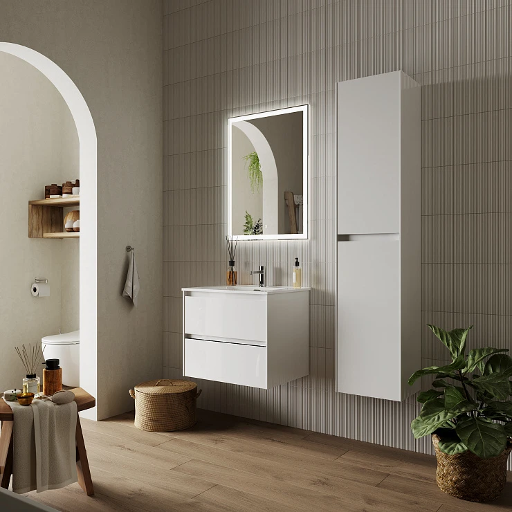 Тумба с раковиной Sancos Cento 60 белая глянцевая