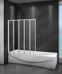 Шторка на ванну Cezares Relax 120x140см RELAX-V-5-120/140-P-Bi-R профиль белый, стекло рифленое