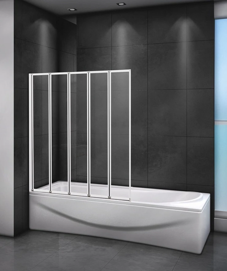 Шторка на ванну Cezares Relax 120x140см RELAX-V-5-120/140-C-Bi профиль белый, стекло прозрачное