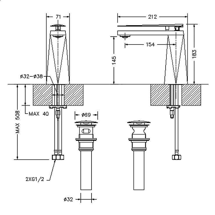 Смеситель для раковины Bravat Diamond F118102C-2-ENG хром