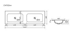 Раковина двойная встраиваемая Ceramica Nova Grace 160 см CN7023MBwx черная матовая