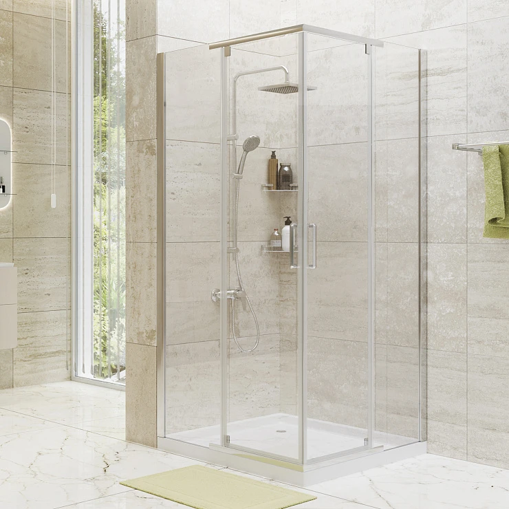 Душевой уголок Wasserkraft Leine 90x90см 35P03 профиль хром, стекло прозрачное