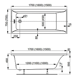 Акриловая ванна Vagnerplast Veronela 160x70 VPBA167VEA2X-04 белая глянцевая