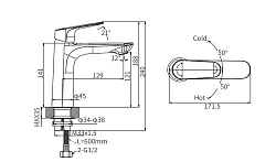 Смеситель для раковины ARROW AG4138CP хром