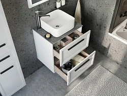 Мебель для ванной STWORKI Эстерсунд 60 белая матовая, роверелла с отверстием под смеситель в столешн