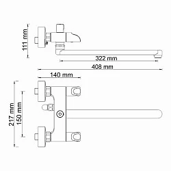 Смеситель для ванны с душем Wasserkraft Lossa 1202L хром