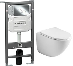 Система инсталляции для унитазов Ceramica Nova Envision Round CN1001CH с кнопкой и унитазом CN1905 