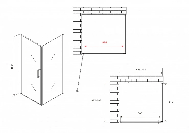 Душевой уголок ABBER Sonnenstrand 70x70см AG04070-S70 профиль хром, стекло прозрачное