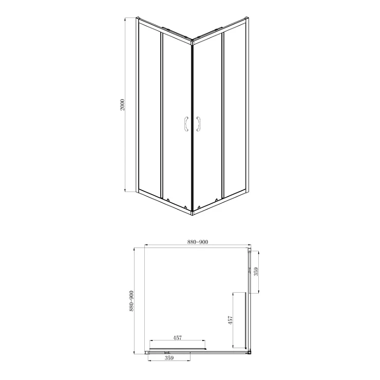 Душевой уголок Azario Milton 90х90см AZ-ND1142 900 Black профиль черный, стекло прозрачное
