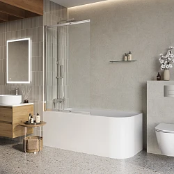 Шторка на ванну BelBagno Luce LUCE-VF-11-100/145-C-Cr профиль хром, стекло прозрачное
