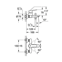 Смеситель для ванны с душем Grohe BauEdge 23334000 хром