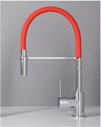 Смеситель для кухни Aquanet FF6215 красный / хром