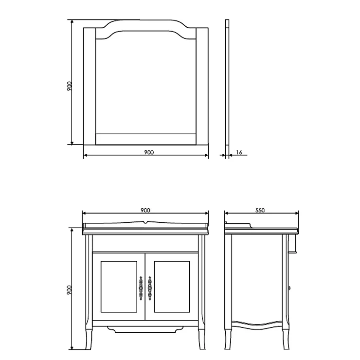 Зеркало Comforty Версаль 90 00003130382CF слоновая кость