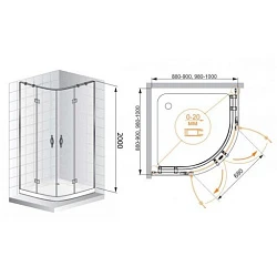 Душевой уголок Cezares Bergamo 100x100см BERGAMO-R-2-100-ARCO-C-Cr профиль хром, стекло прозрачное