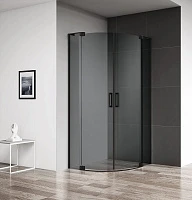 Душевой уголок Cezares Slider 100x100см SLIDER-R-2-90/100-GRIGIO-NERO профиль черный, стекло серое