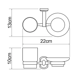 Стакан Wasserkraft Oder K-3026 с мыльницей, хром