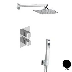Душевой комплект Cezares UNIKA-DSIPQ-T-20-NOP с внутренней частью, чёрный матовый