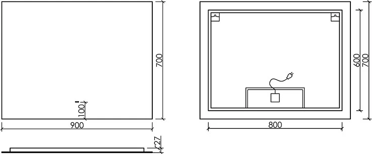 Зеркало Sancos 90х70 Square SQ900 с подсветкой